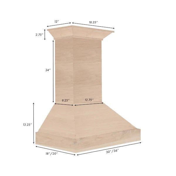 ZLINE 30" Ducted Unfinished Wooden Wall Mount Range Hood (KBUF - 30)