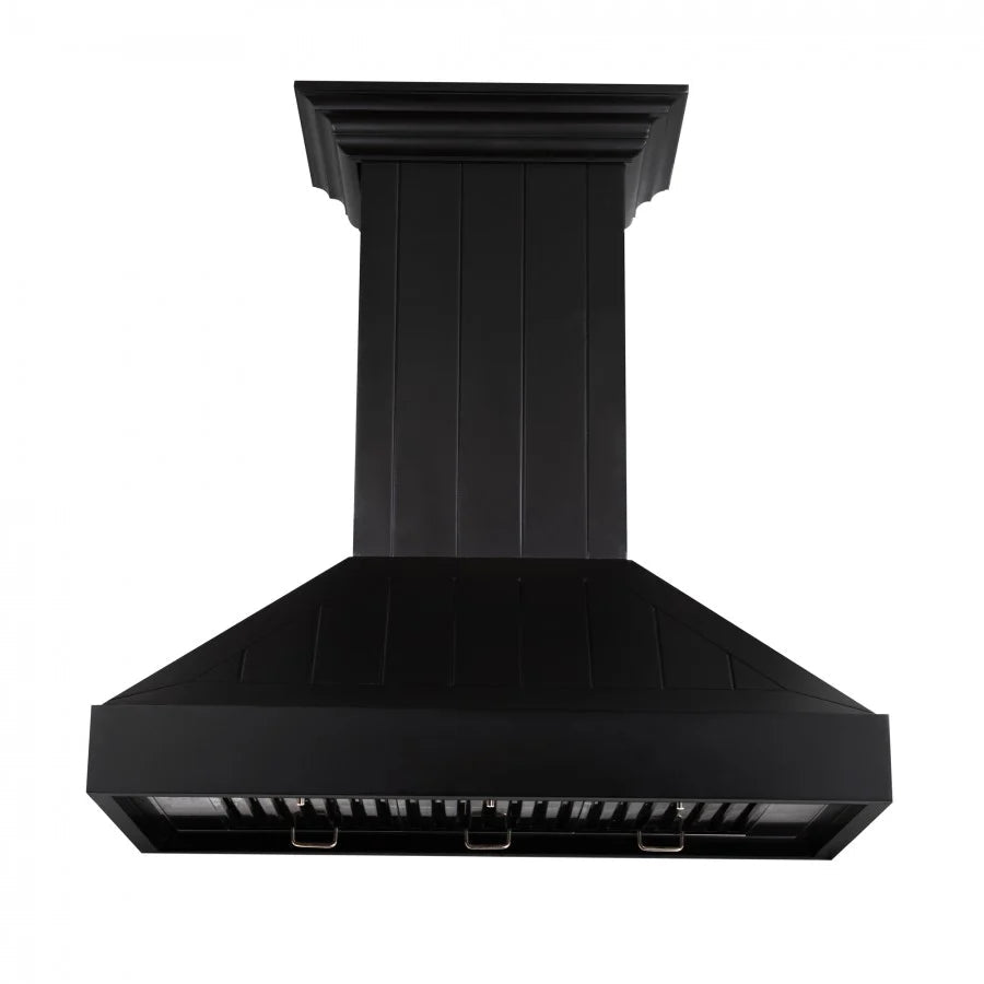 ZLINE 30" Wooden Convertible Vent Wall Mount Range Hood in Black - Includes Motor (KPCC - 30)