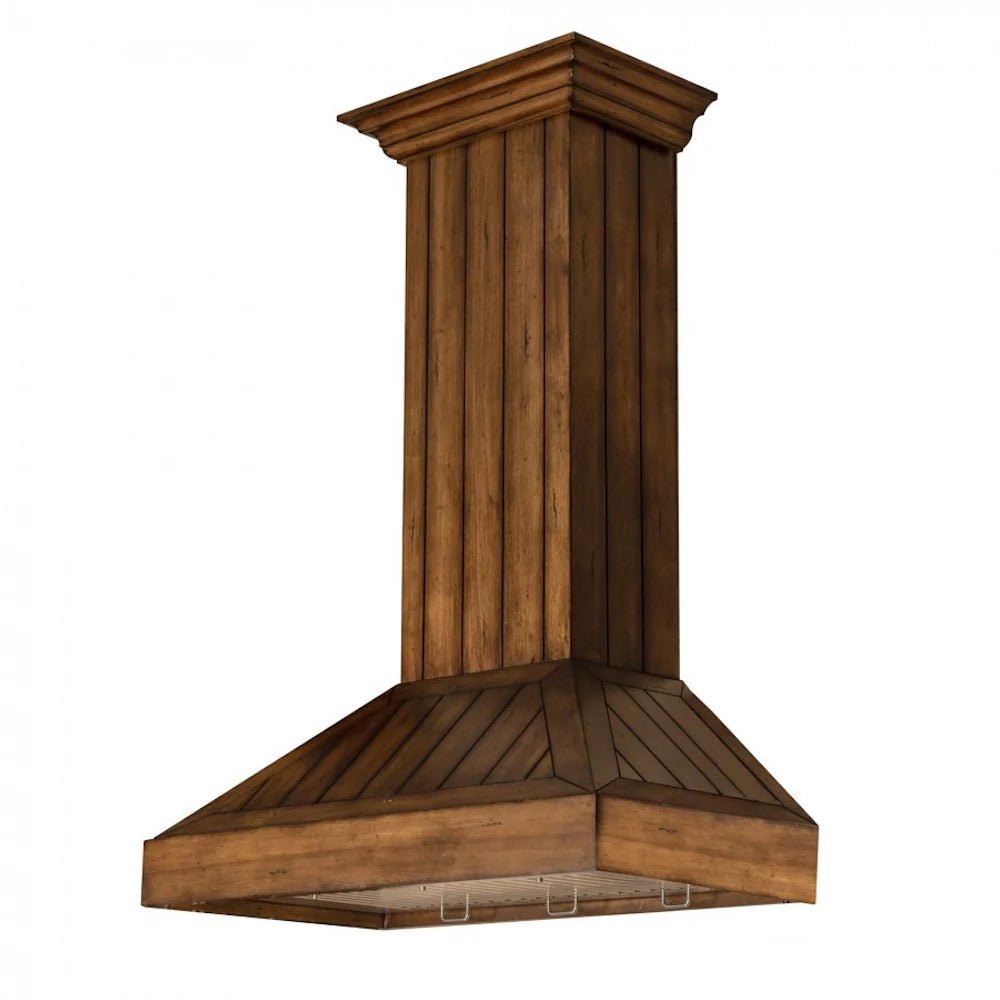 ZLINE 30" Wooden Convertible Vent Wall Mount Range Hood in Rustic Light Finish - Includes Motor (KPLL - 30)
