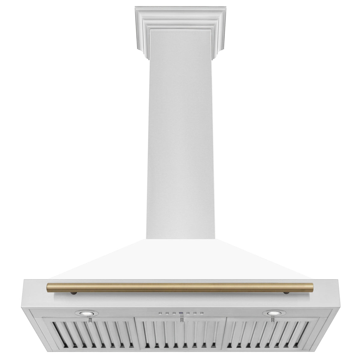 ZLINE 36 in. Autograph Edition Convertible Stainless Steel Range Hood with White Matte Shell and Champagne Bronze Accents (KB4STZ - WM36 - CB)