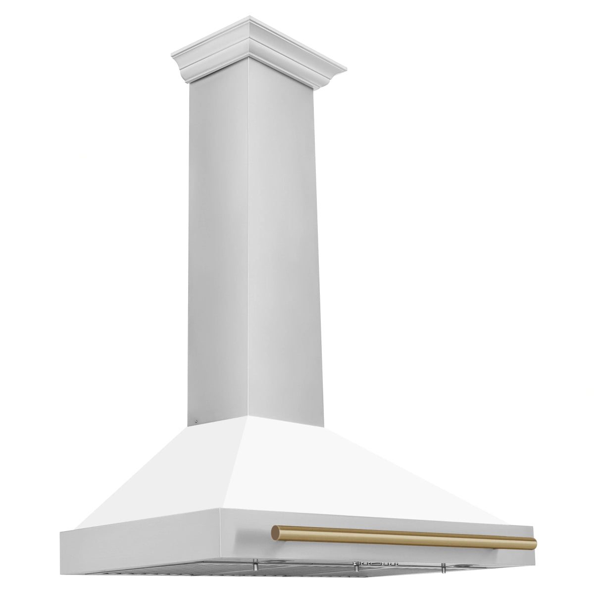 ZLINE 36 in. Autograph Edition Convertible Stainless Steel Range Hood with White Matte Shell and Champagne Bronze Accents (KB4STZ - WM36 - CB)