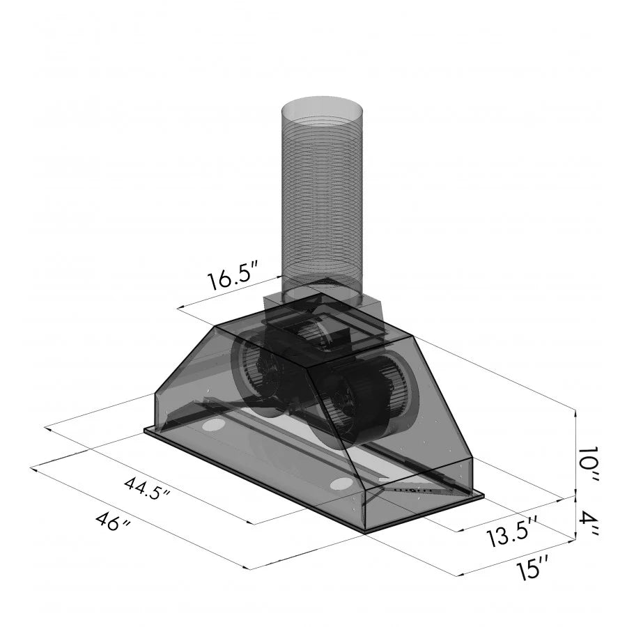ZLINE 46" Ducted Wall Mount Range Hood Insert in Stainless Steel (695 - 46)