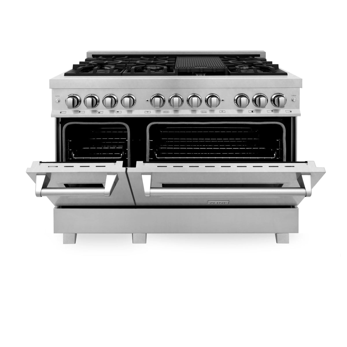 ZLINE 48 in. 6.0 cu. ft. Legacy Dual Fuel Range with 7 Burner Gas Cooktop and 2 Electric Ovens in Satin Stainless Steel (RAS - SN - 48)