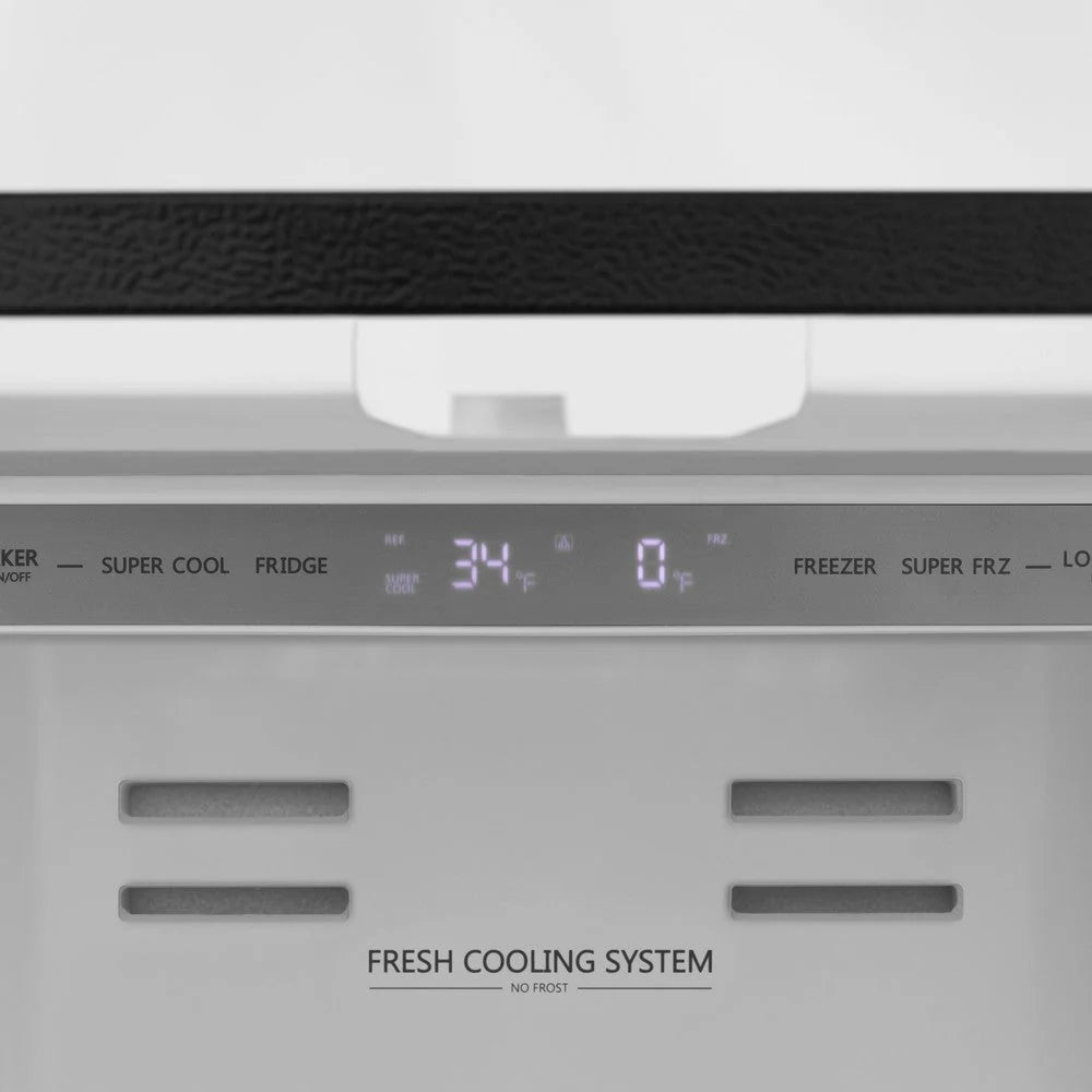 ZLINE Autograph Edition 36 in. 22.5 cu. ft. Counter - Depth French Door Refrigerator with Ice Maker in Fingerprint - Resistant Stainless Steel with Champagne Bronze Traditional Handles (RFMZ - 36 - CB)