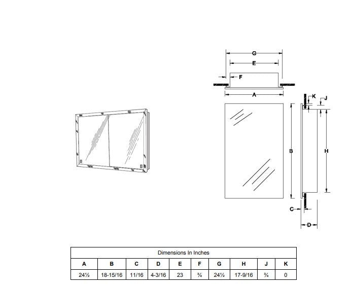 Jensen Medicine Cabinet 24" x 19"- B703850