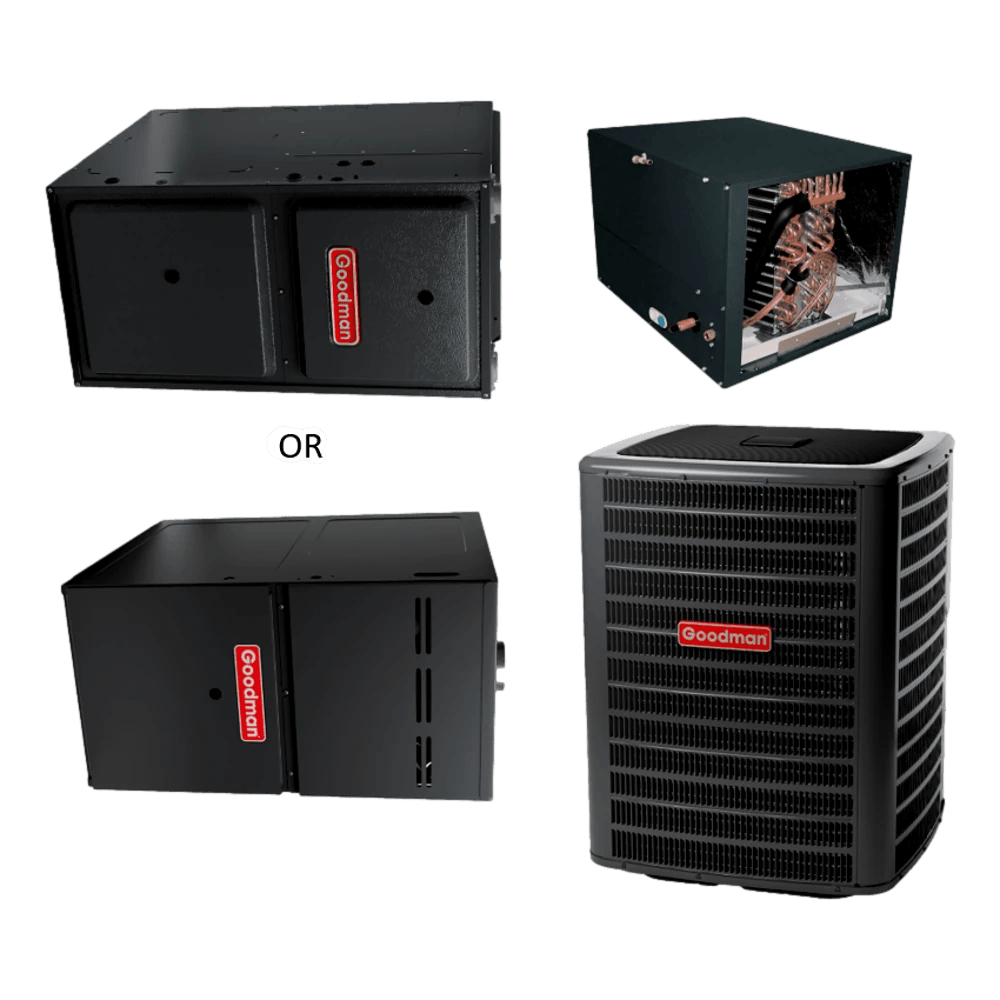 Goodman 16 SEER 2 Stage 3.0 TON complete split HORIZONTAL AC system with Luxury class furnace