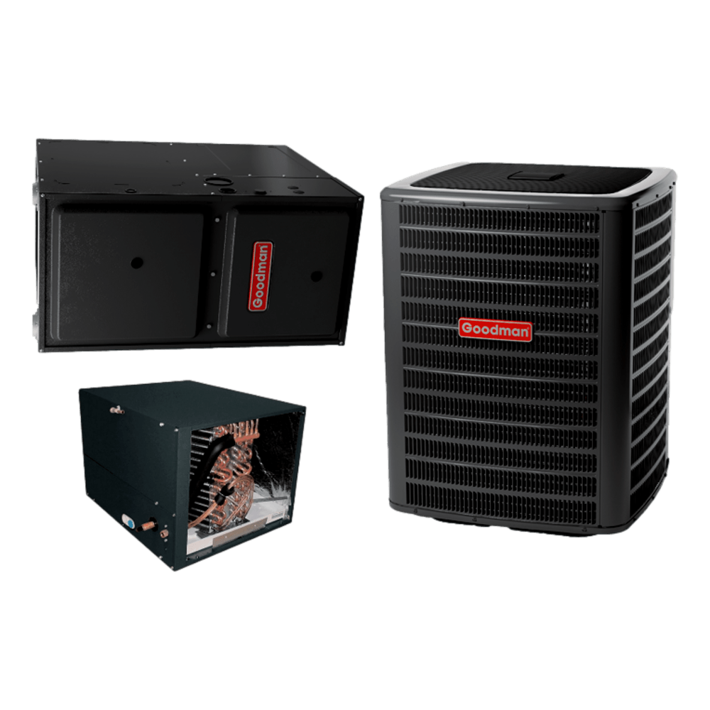 Goodman 16 SEER 2 Stage 3.0 TON complete split HORIZONTAL AC system with Luxury class furnace