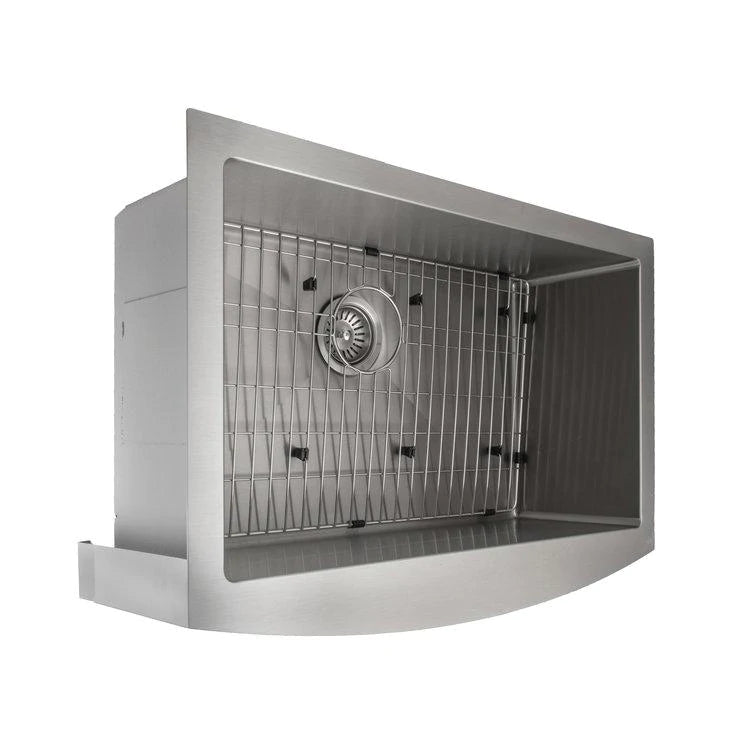 ZLINE 30" Zermatt Farmhouse Apron Mount Single Bowl Kitchen Sink with Bottom Grid (SAS-30)
