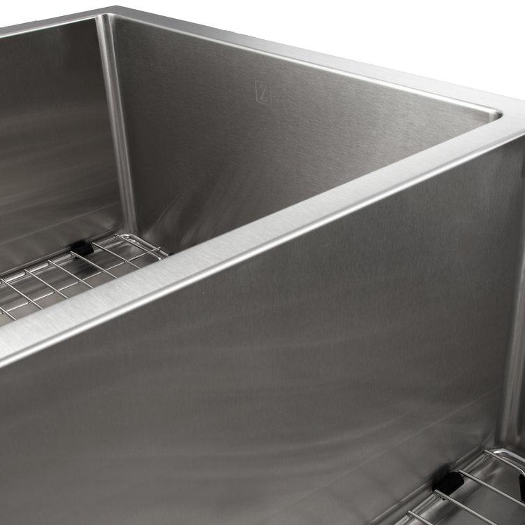 ZLINE 36" Chamonix Undermount Double Bowl Kitchen Sink with Bottom Grid (SR60D-36)