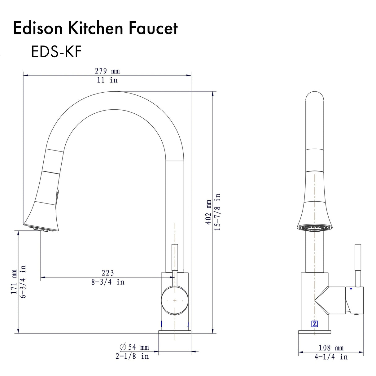 ZLINE Edison Kitchen Faucet with Color Options (EDS-KF)