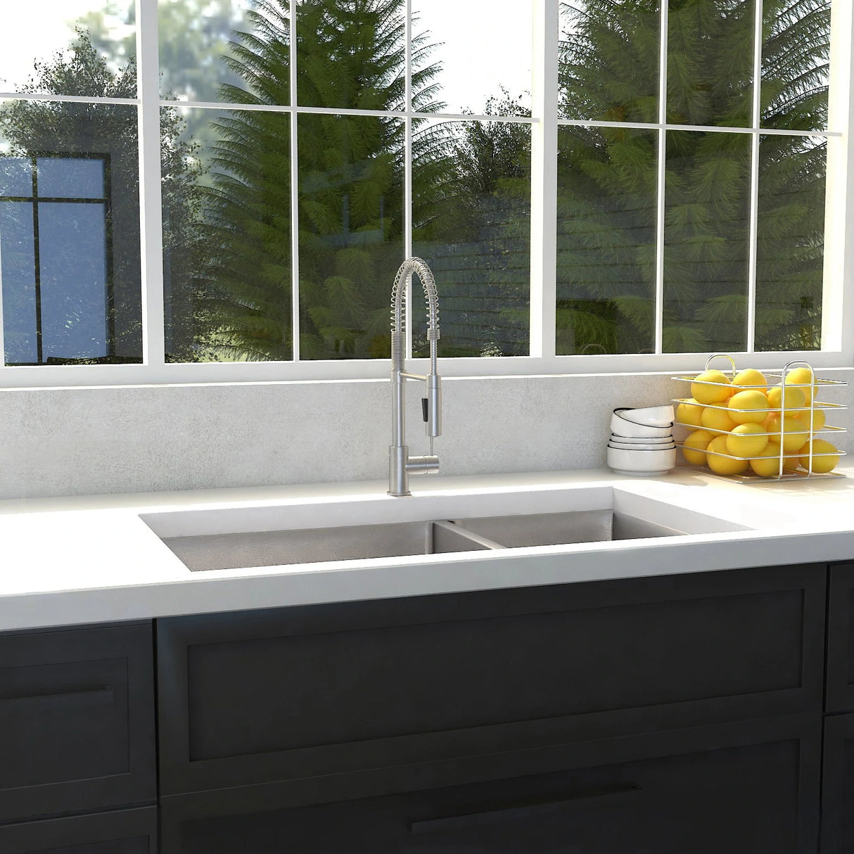 ZLINE 36" Chamonix Undermount Double Bowl Kitchen Sink with Bottom Grid (SR60D-36)