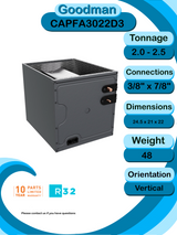 Goodman 2 TON 13.8 SEER2 Upflow R-32 AC System with 80% AFUE 80k BTU two stage furnace (GLXS3BN2410 condenser with GMVC800804CN furnace and CAPFA3022D3 coil)