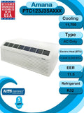 AMANA PTAC 12,000 BTU Air Conditioner with 3.5 kW Heater (PTC123J35AXXX, 20 Amp Plug, White)