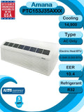 AMANA PTAC 15,000 BTU Air Conditioner with 3.5 kW Heater (PTC153J35AXXX, 20 Amp Plug, White)