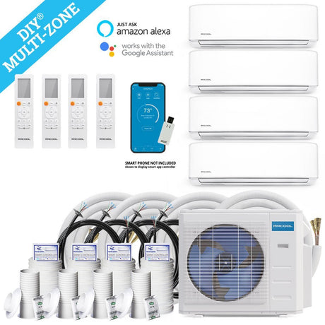 DIY 4th Gen Up to 4-Zone 36k BTU Up to 21.5 SEER2 System (9k-9k-12k-18k)