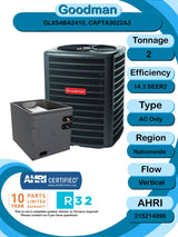 Goodman 2 TON 14.3 SEER2 R - 32 AC Only System with Vertical coil (GLXS4BA2410 condenser and CAPTA3022A3 coil)