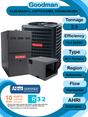Goodman 2.5 ton 15.2 SEER2 Complete Split System with horizontal coil and single stage 80% AFUE 80k BTU furnace (GLXS4BA3010 CHPTA3026B3 GR9S800803BN)