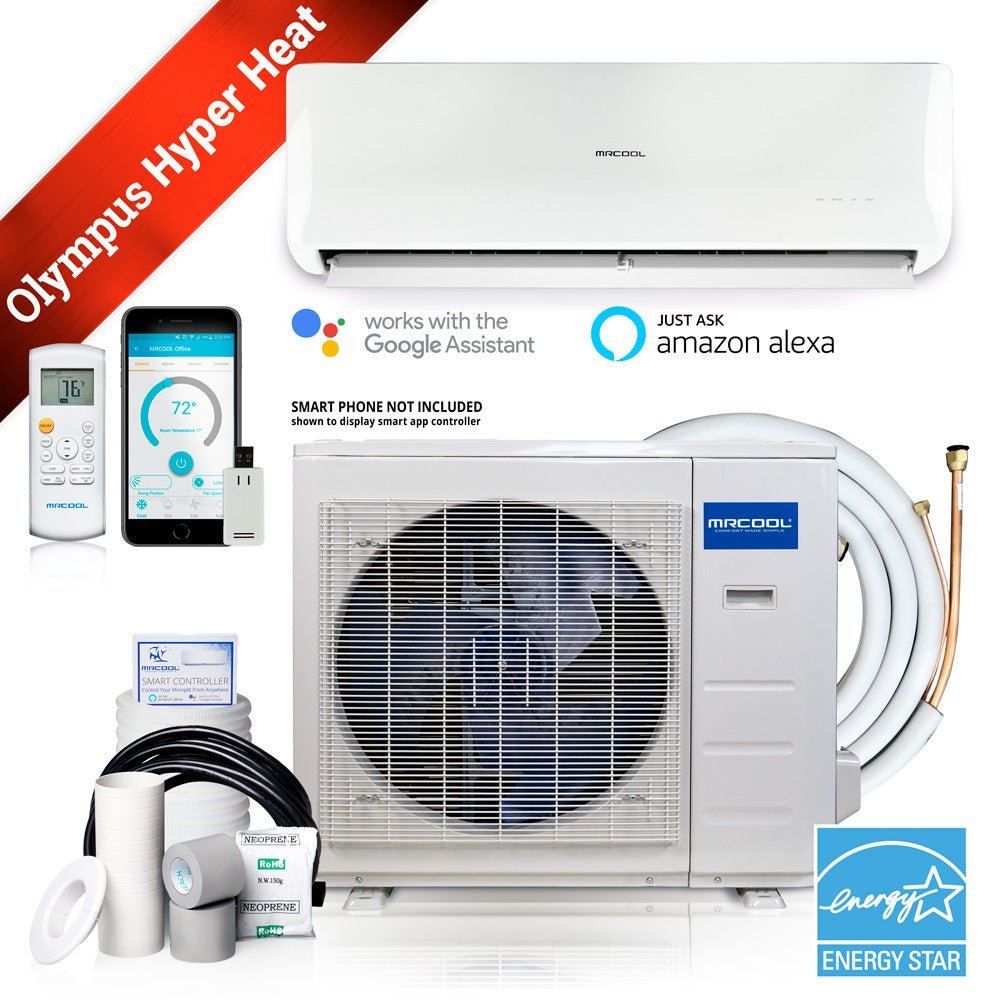 Olympus Hyper Heat 18K BTU 21.5 SEER2 Heat Pump Condenser & Wall Mount Air Handlerwith 25ft Line Set