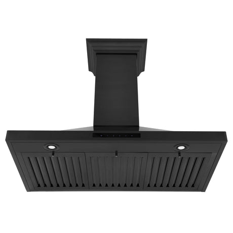 ZLINE 30" Convertible Vent Wall Mount Range Hood in Black Stainless Steel with Crown Molding (BSKBNCRN - 30)