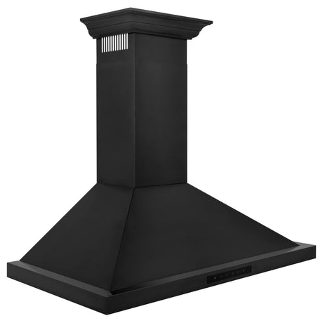 ZLINE 30" Convertible Vent Wall Mount Range Hood in Black Stainless Steel with Crown Molding (BSKBNCRN - 30)