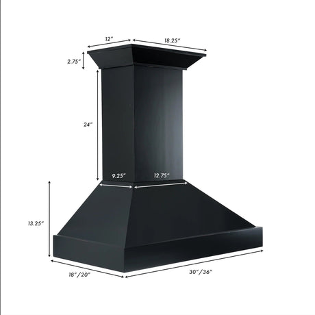 ZLINE 30" Convertible Vent Wooden Wall Mount Range Hood in Black (KBCC - 30)
