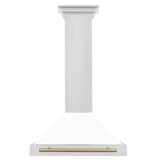 ZLINE 30 in. Autograph Edition Convertible Stainless Steel Range Hood with White Matte Shell and Champagne Bronze Accents (KB4STZ - WM30 - CB)