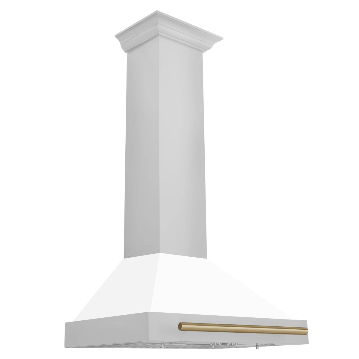 ZLINE 30 in. Autograph Edition Convertible Stainless Steel Range Hood with White Matte Shell and Champagne Bronze Accents (KB4STZ - WM30 - CB)