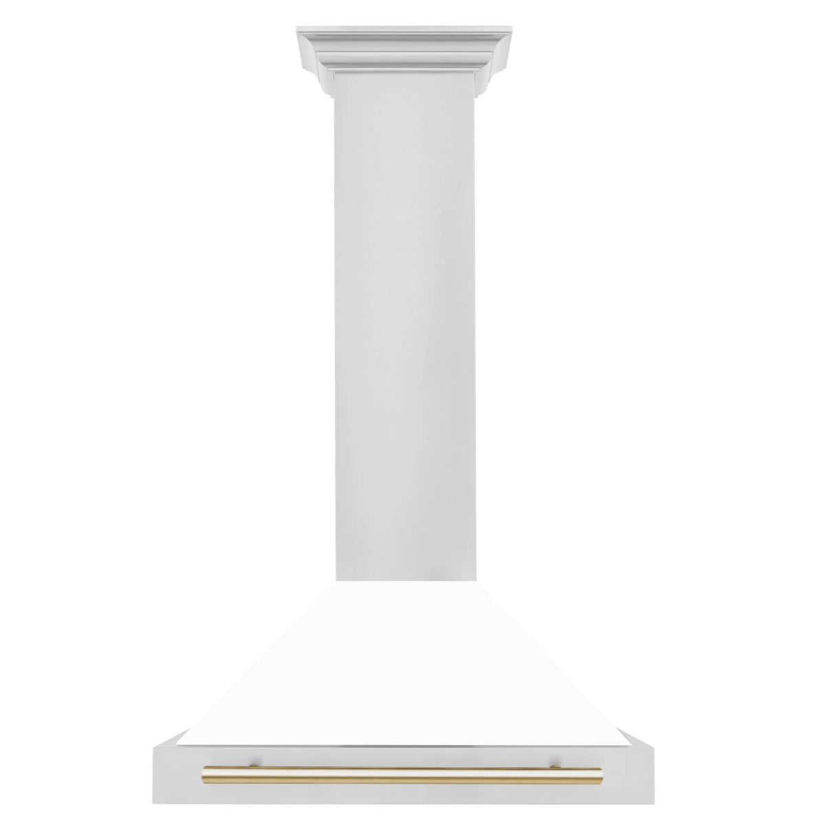 ZLINE 30 in. Autograph Edition Convertible Stainless Steel Range Hood with White Matte Shell and Polished Polished Gold Accents (KB4STZ - WM30 - G)