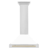 ZLINE 30 in. Autograph Edition Convertible Stainless Steel Range Hood with White Matte Shell and Polished Polished Gold Accents (KB4STZ - WM30 - G)