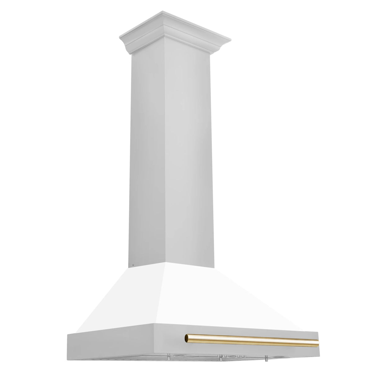 ZLINE 30 in. Autograph Edition Convertible Stainless Steel Range Hood with White Matte Shell and Polished Polished Gold Accents (KB4STZ - WM30 - G)