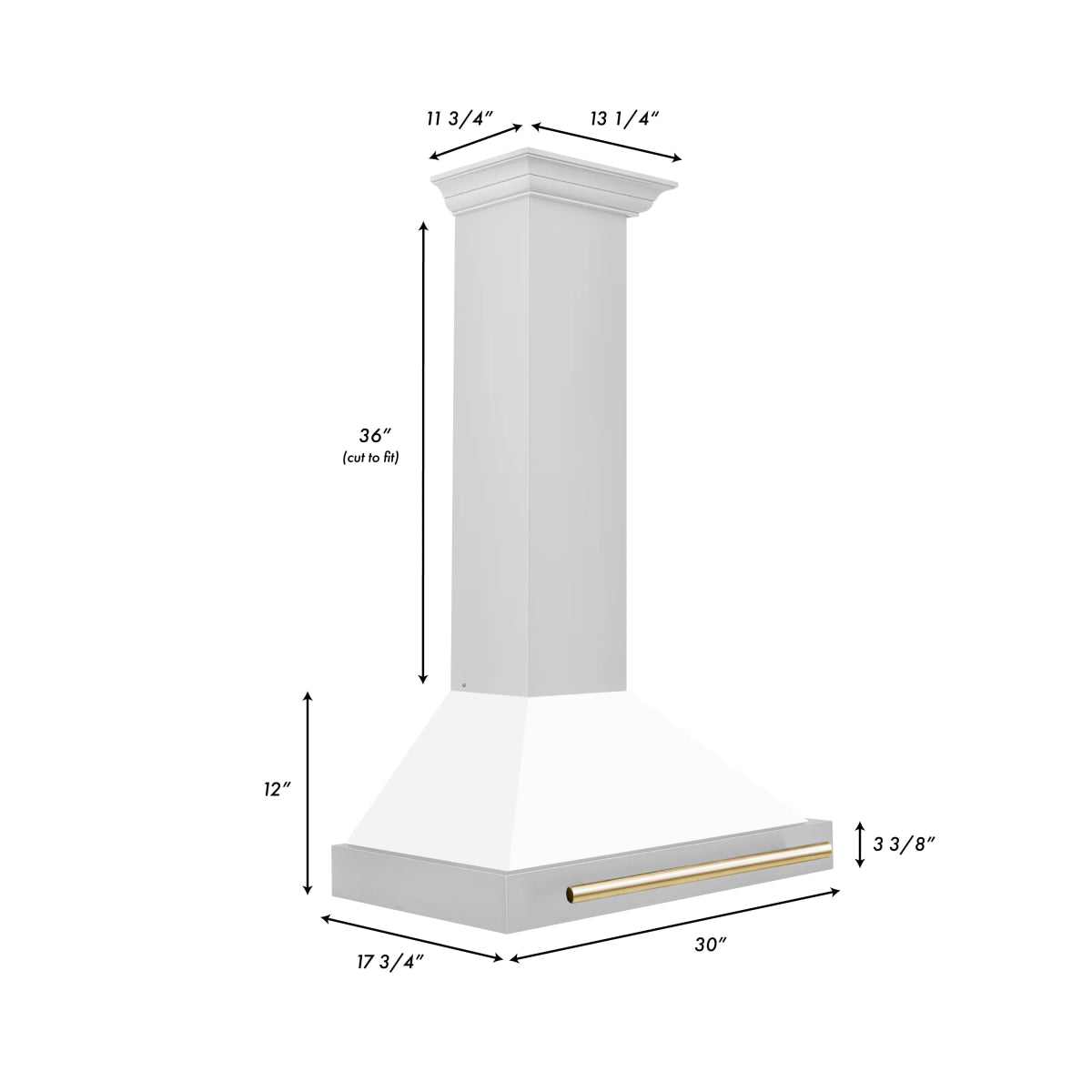 ZLINE 30 in. Autograph Edition Convertible Stainless Steel Range Hood with White Matte Shell and Polished Polished Gold Accents (KB4STZ - WM30 - G)