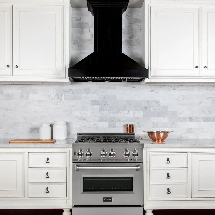 ZLINE 30" Wooden Convertible Vent Wall Mount Range Hood in Black - Includes Motor (KPCC - 30)