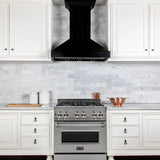 ZLINE 30" Wooden Convertible Vent Wall Mount Range Hood in Black - Includes Motor (KPCC - 30)