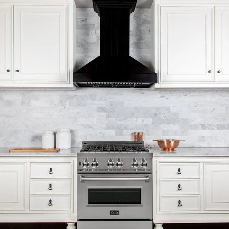 ZLINE 30" Wooden Convertible Vent Wall Mount Range Hood in Black - Includes Motor (KPCC - 30)
