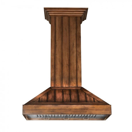 ZLINE 30" Wooden Convertible Vent Wall Mount Range Hood in Rustic Light Finish - Includes Motor (KPLL - 30)