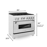 ZLINE 36 in. 4.6 cu. ft. Legacy Dual Fuel Range with 6 Burner Gas Cooktop and Electric Convection Oven in Satin Stainless Steel (RAS - SN - 36)