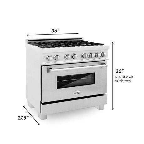ZLINE 36 in. 4.6 cu. ft. Legacy Dual Fuel Range with 6 Burner Gas Cooktop and Electric Convection Oven in Satin Stainless Steel (RAS - SN - 36)