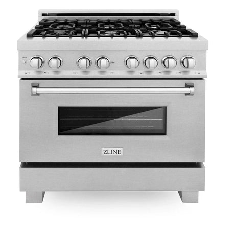 ZLINE 36 in. 4.6 cu. ft. Legacy Dual Fuel Range with 6 Burner Gas Cooktop and Electric Convection Oven in Satin Stainless Steel (RAS - SN - 36)