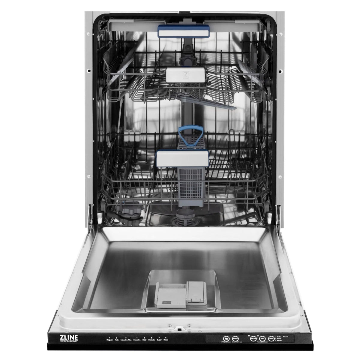 ZLINE Autograph Edition 24" 3rd Rack Top Control Tall Tub Dishwasher in Black Stainless Steel with Accent Handle, 51dBa (DWVZ - BS - 24 - G)