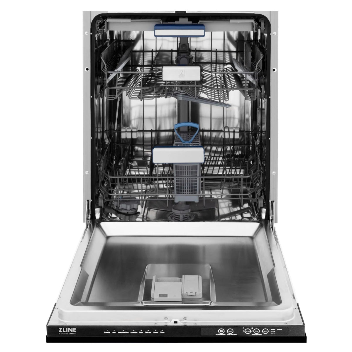 ZLINE Autograph Edition 24" 3rd Rack Top Control Tall Tub Dishwasher in Black Stainless Steel with Champagne Bronze Handle, 51dBa (DWVZ - BS - 24 - CB)