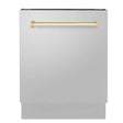 ZLINE Autograph Edition 24" Tallac Series 3rd Rack Top Control Built - In Tall Tub Dishwasher in Stainless Steel with Polished Gold Handle, 51dBa (DWVZ - 304 - 24 - G)
