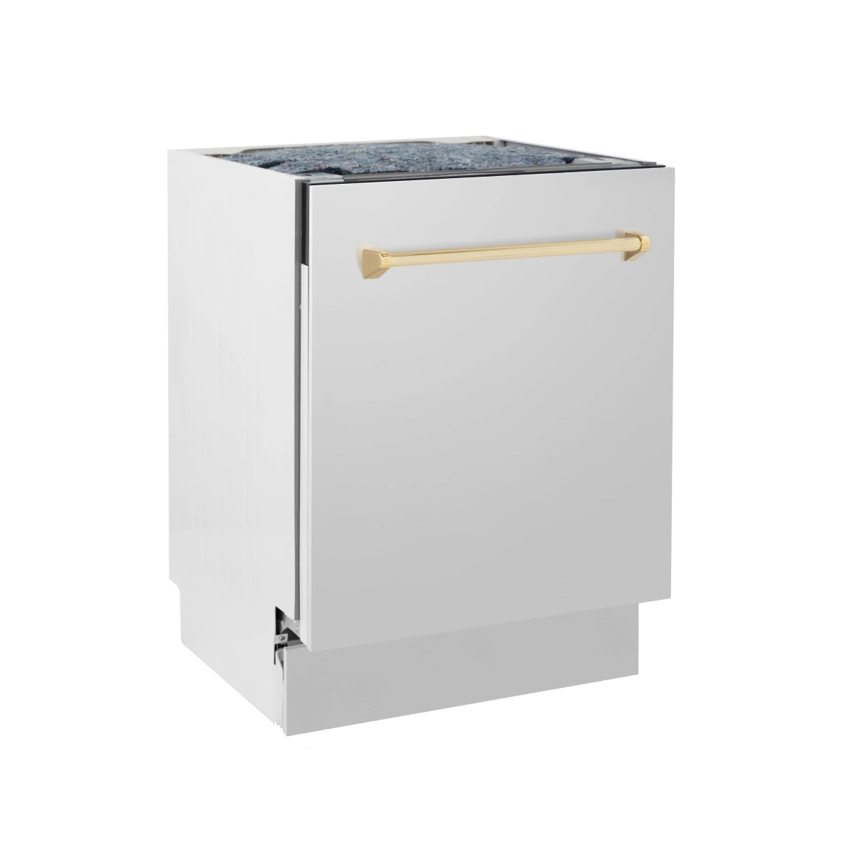 ZLINE Autograph Edition 24" Tallac Series 3rd Rack Top Control Built - In Tall Tub Dishwasher in Stainless Steel with Polished Gold Handle, 51dBa (DWVZ - 304 - 24 - G)