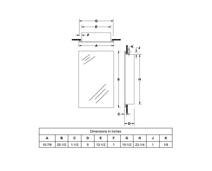 Jensen Medicine Cabinet 15 7/8" x 25 1/2"- 625N244SNC