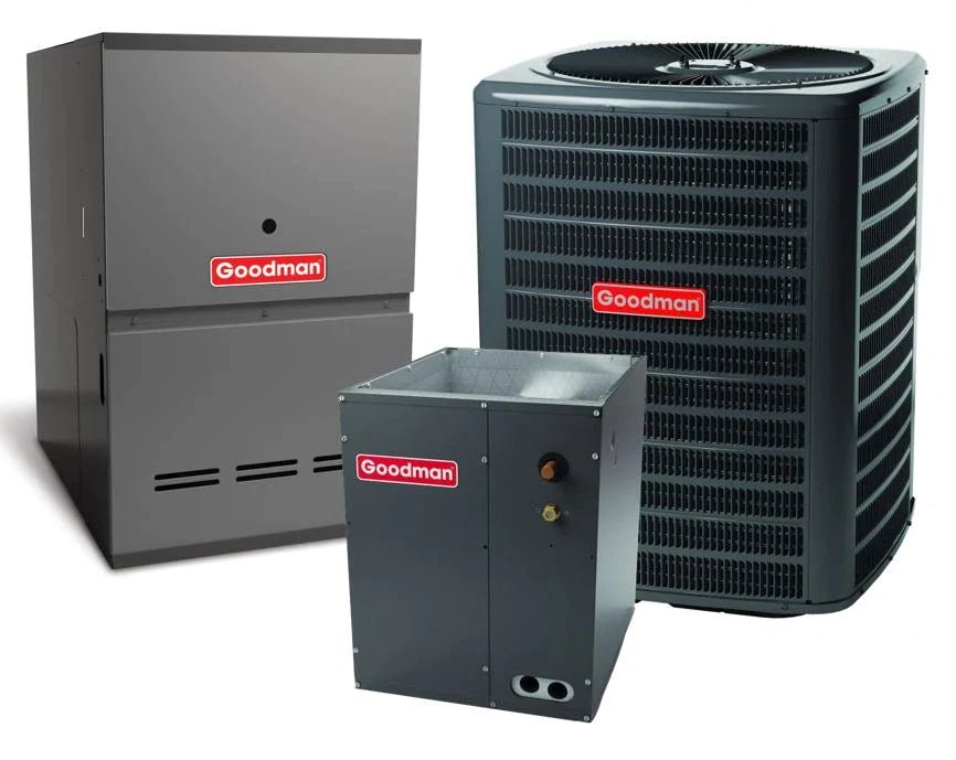 Goodman 4 TON 15.2 SEER2 Downflow AC system with 80% AFUE 80k BTU 2 stage Furnace (GSXH504810, CAPT4961C4, GC9C800805CN)