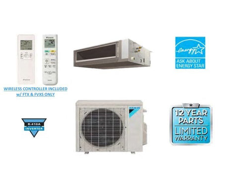 Daikin Aurora Series 18k BTU 19 SEER Heat Pump with Concealed Ducted indoor unit