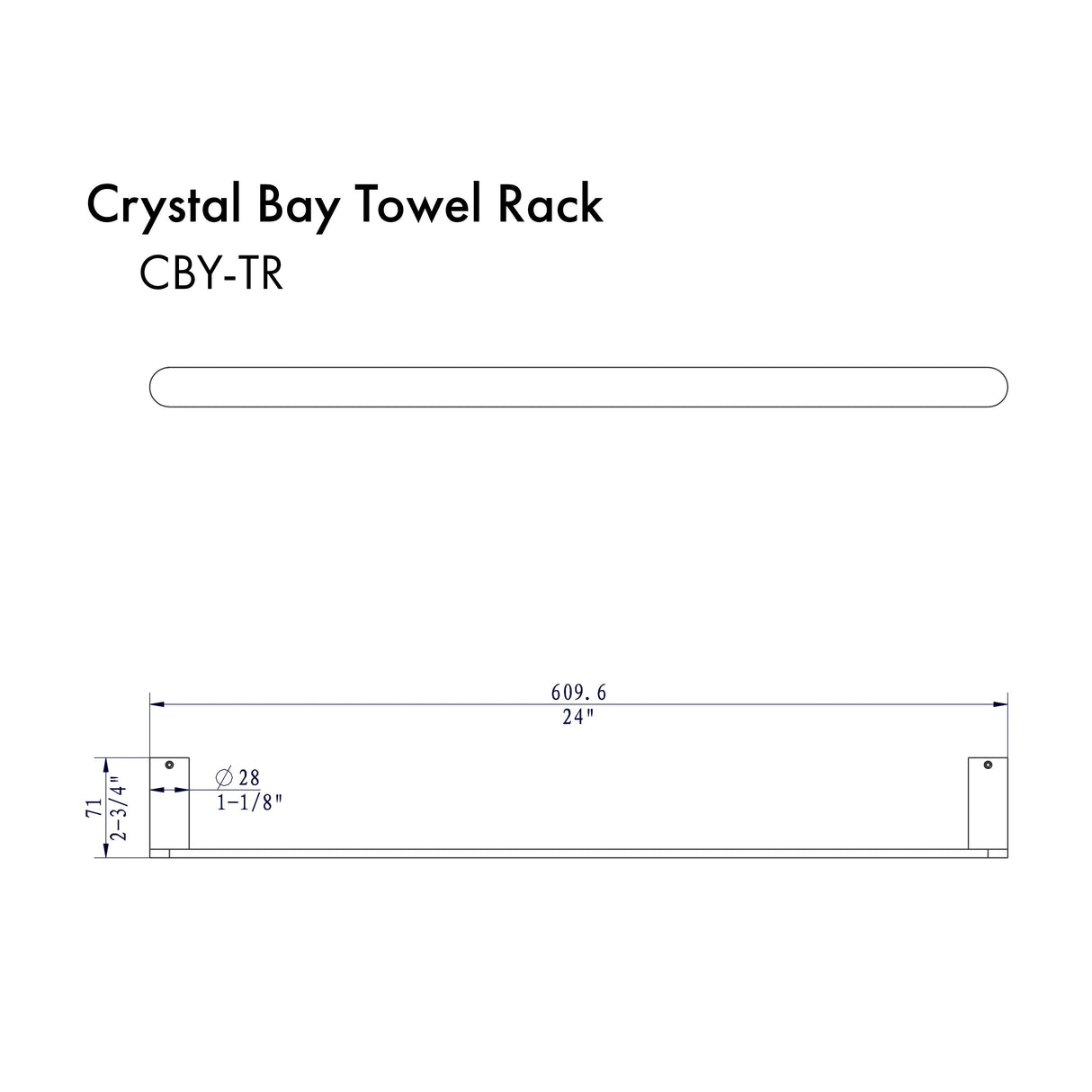 ZLINE Crystal Bay Towel Rail with Color Options (CBY-TR)