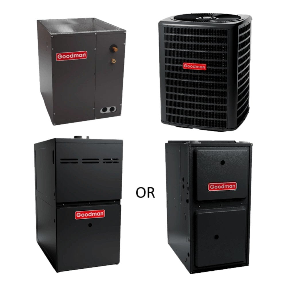 Goodman 16 SEER 3 TON complete split HORIZONTAL AC system with NEW 9 SPEED furnace