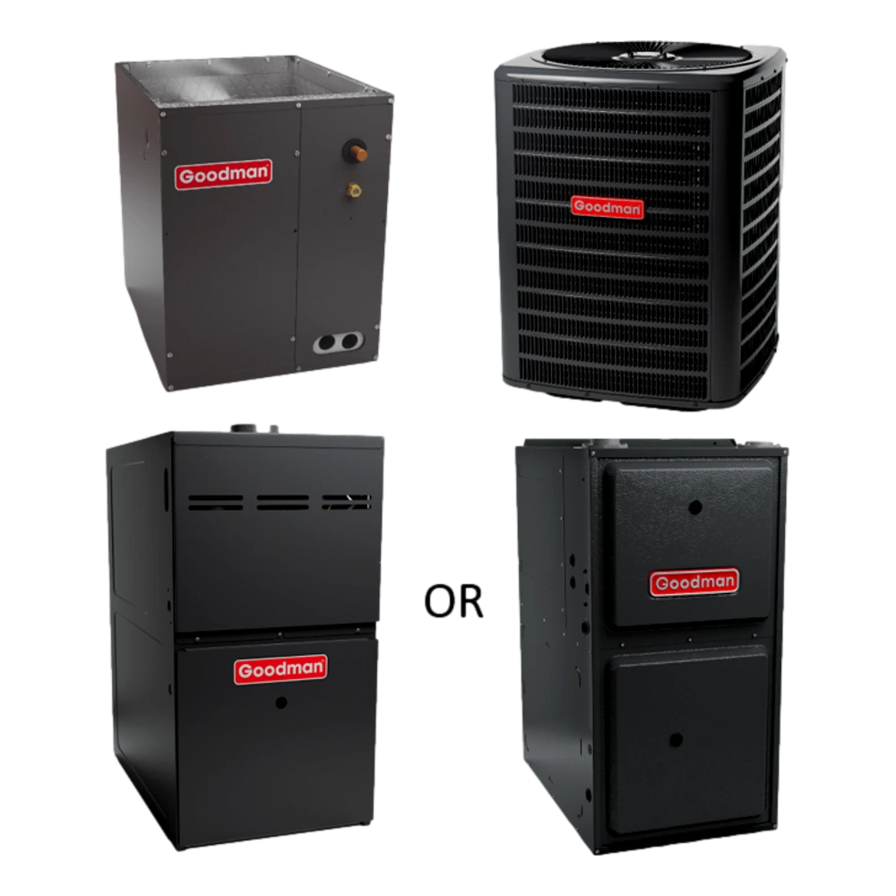 Goodman 14 SEER 5.0 TON complete split HORIZONTAL AC system with Luxury class furnace