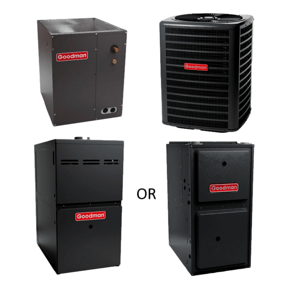 Goodman 13 SEER 4 TON complete split HORIZONTAL AC system with NEW 9 SPEED furnace