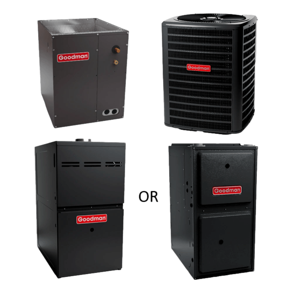 Goodman 14 SEER 3.0 TON complete split DOWNFLOW AC system with Luxury class furnace
